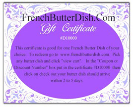 French Butter Dish Gift Certificate