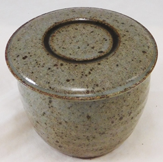 Stony Gray with dark green French Butter Dish
